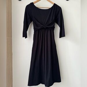 Ballet Neck Dress with Tie Bodice